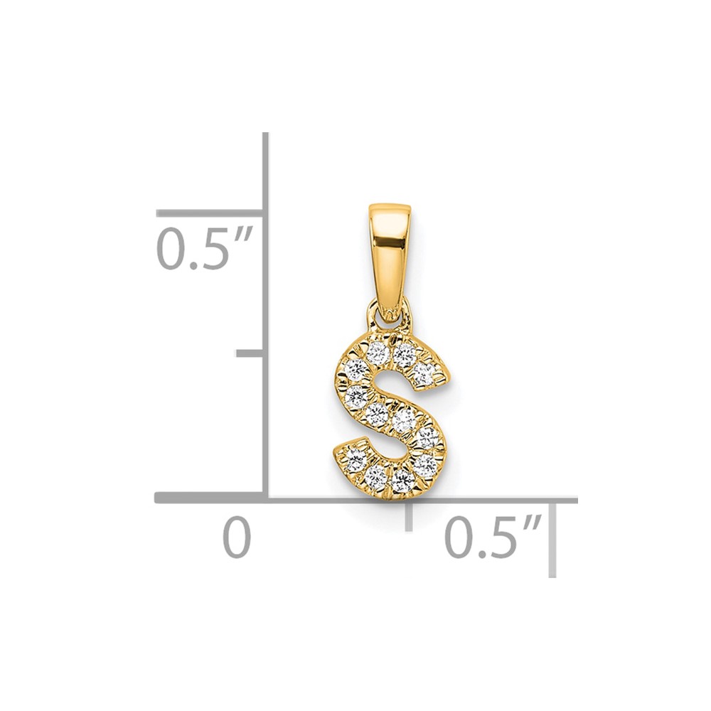 14K  Diamond Letter S Initial with Bail Pendant (PM9797S-006-YA)