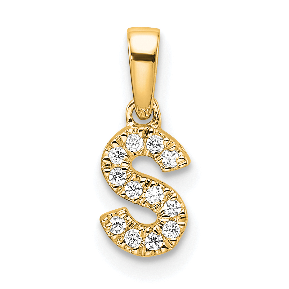 14K  Diamond Letter S Initial with Bail Pendant (PM9797S-006-YA)