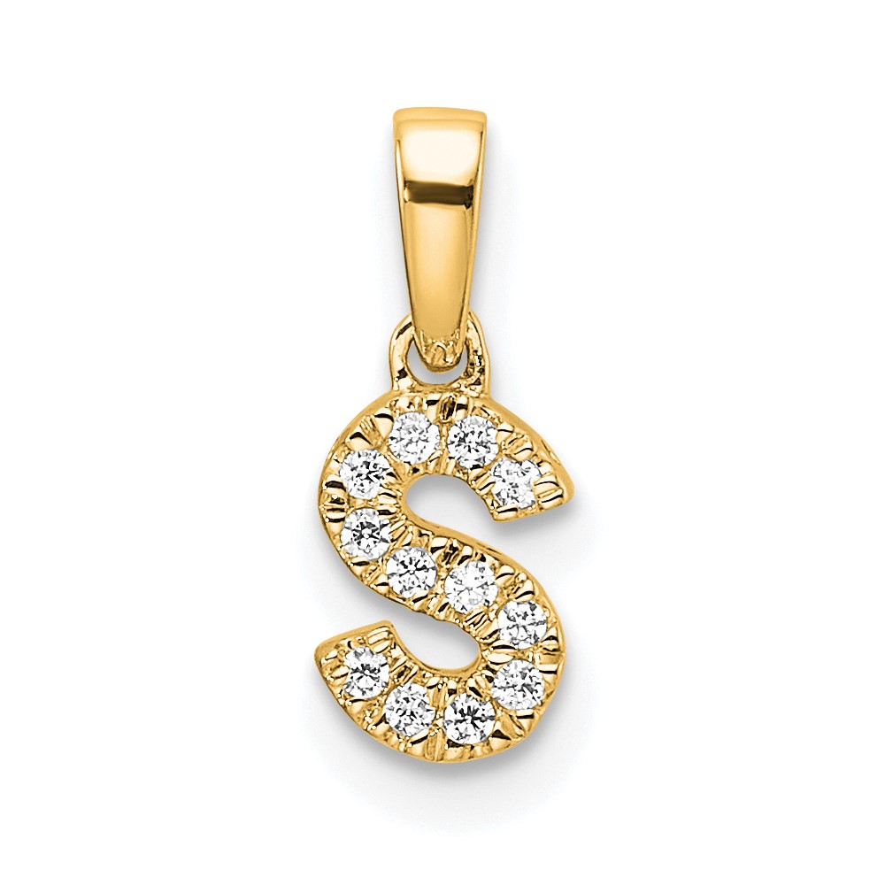 14K  Diamond Letter S Initial with Bail Pendant (PM9797S-006-YA)