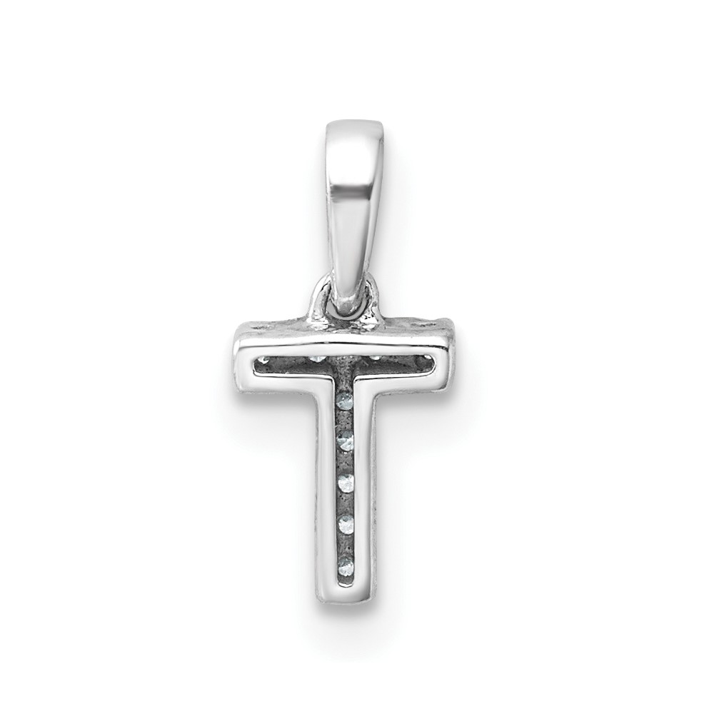 14K  White Gold Diamond Letter T Initial with Bail Pendant (PM9797T-004-WA)