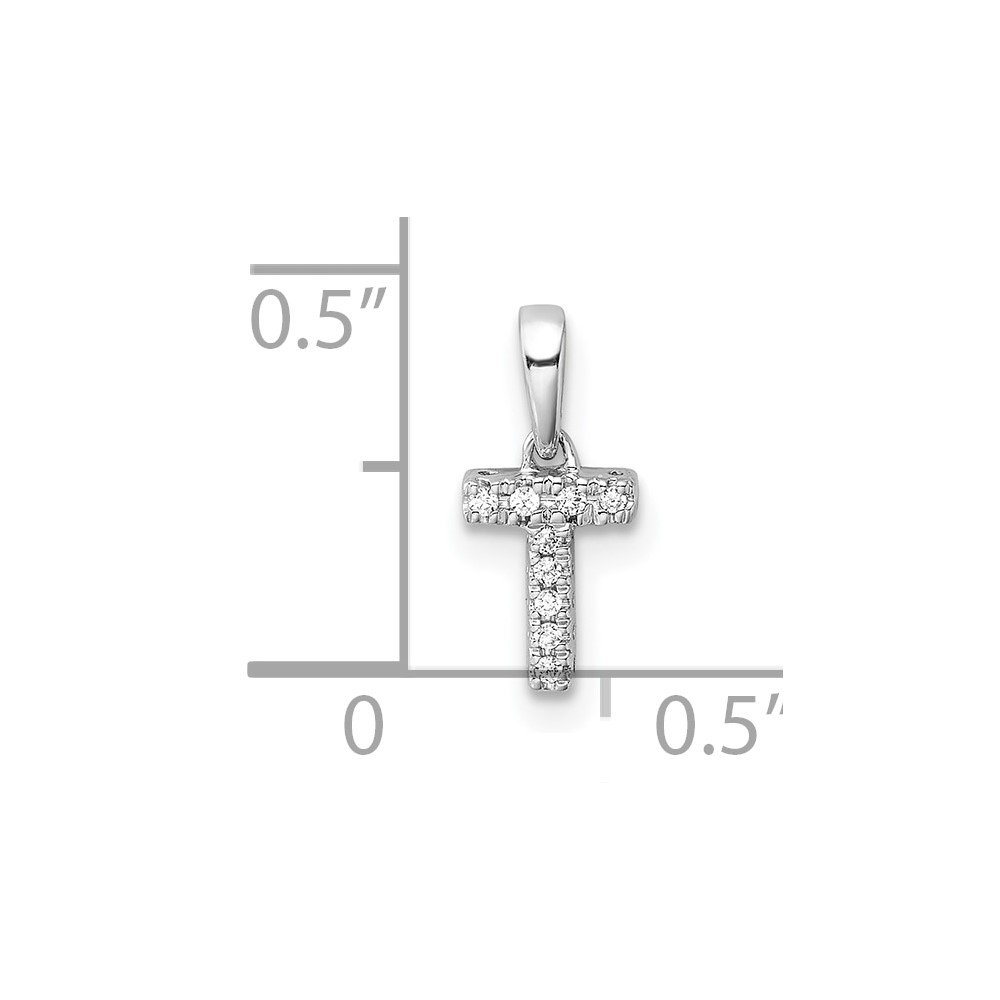 14K  White Gold Diamond Letter T Initial with Bail Pendant (PM9797T-004-WA)