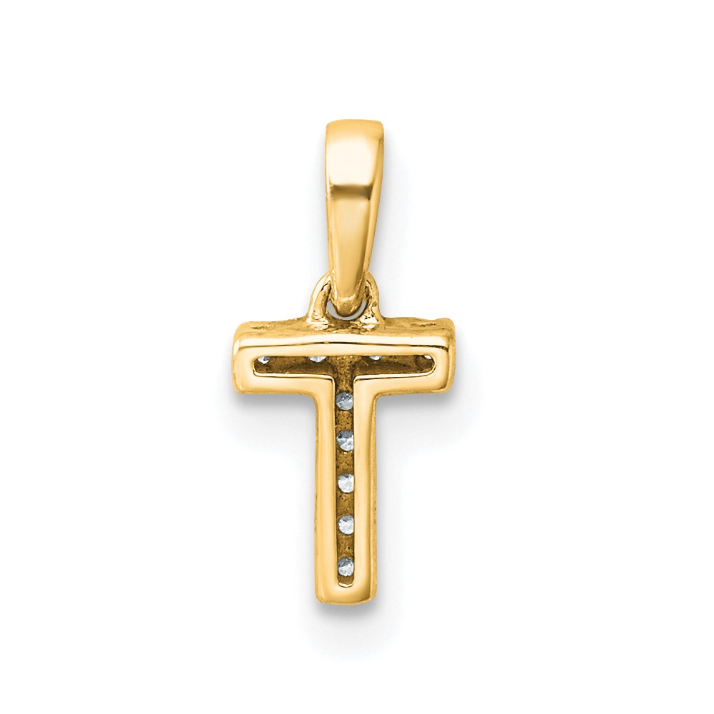 14K  Diamond Letter T Initial with Bail Pendant (PM9797T-004-YA)