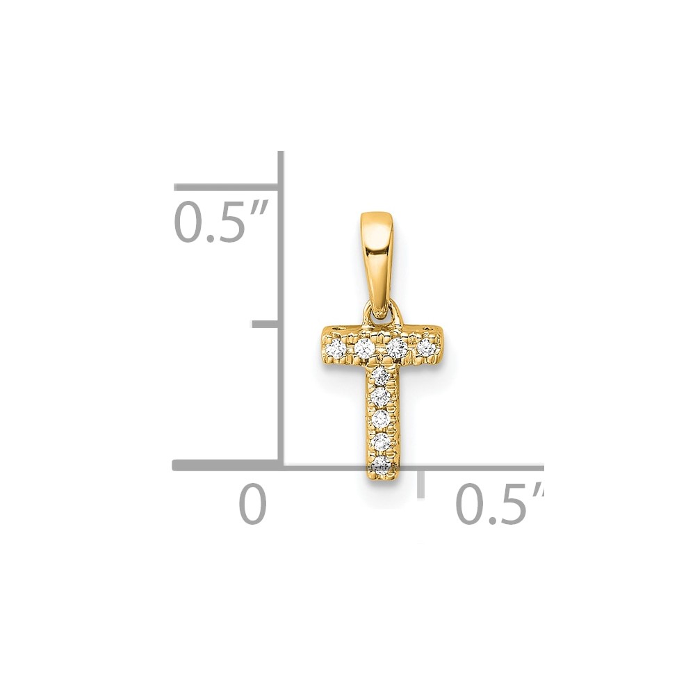 14K  Diamond Letter T Initial with Bail Pendant (PM9797T-004-YA)