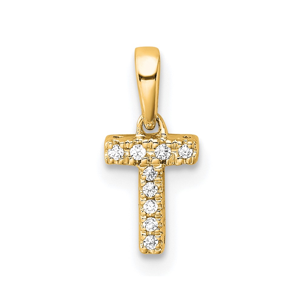 14K  Diamond Letter T Initial with Bail Pendant (PM9797T-004-YA)