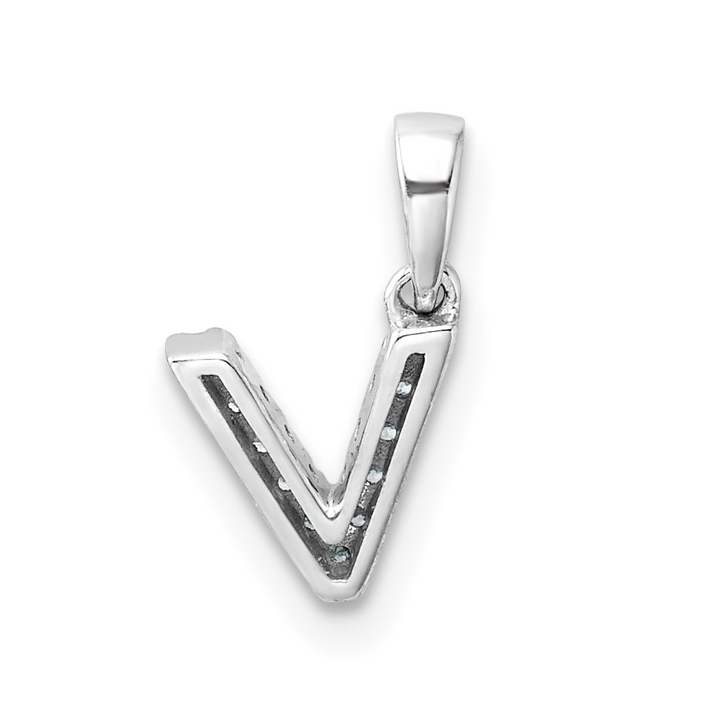 14K  White Gold Diamond Letter V Initial with Bail Pendant (PM9797V-004-WA)