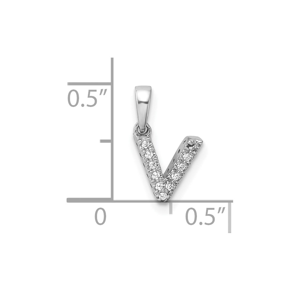 14K  White Gold Diamond Letter V Initial with Bail Pendant (PM9797V-004-WA)