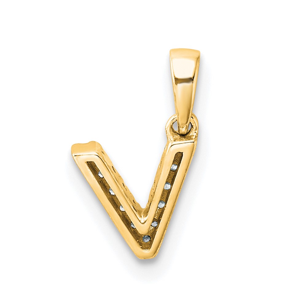 14K  Diamond Letter V Initial with Bail Pendant (PM9797V-004-YA)