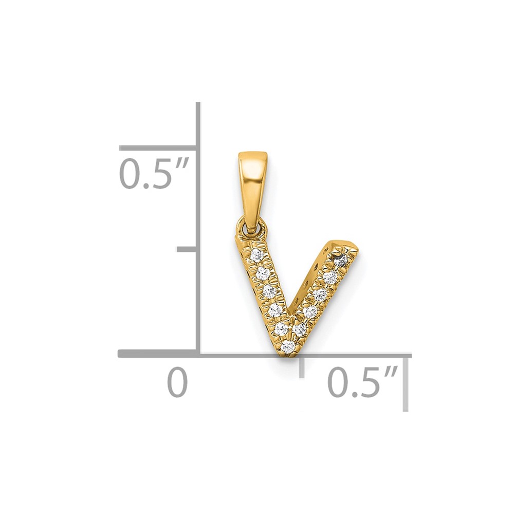 14K  Diamond Letter V Initial with Bail Pendant (PM9797V-004-YA)