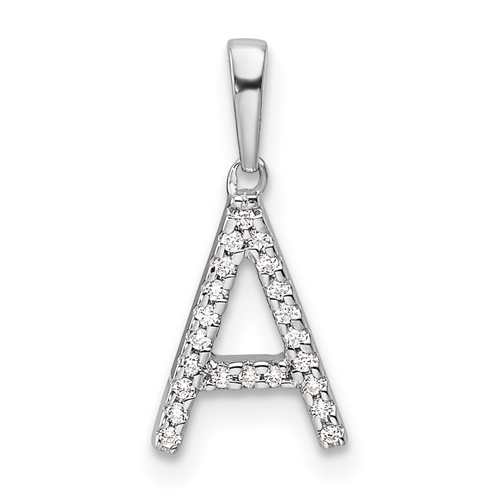 14K White Gold Diamond Letter A Initial Pendant (PM9798A-007-WA)