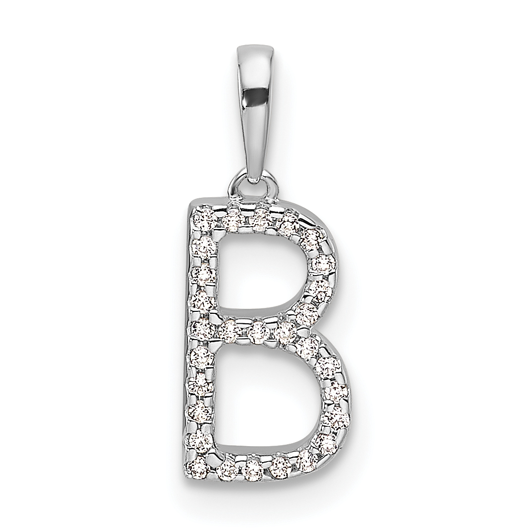 14K White Gold Diamond Letter B Initial Pendant (PM9798B-009-WA)