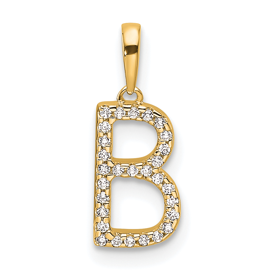 14K Diamond Letter B Initial Pendant (PM9798B-009-YA)