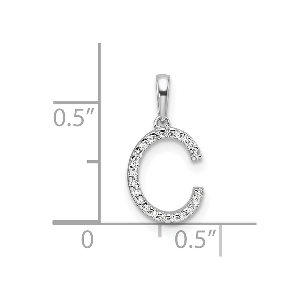14K White Gold Diamond Letter C Initial Pendant (PM9798C-007-WA)
