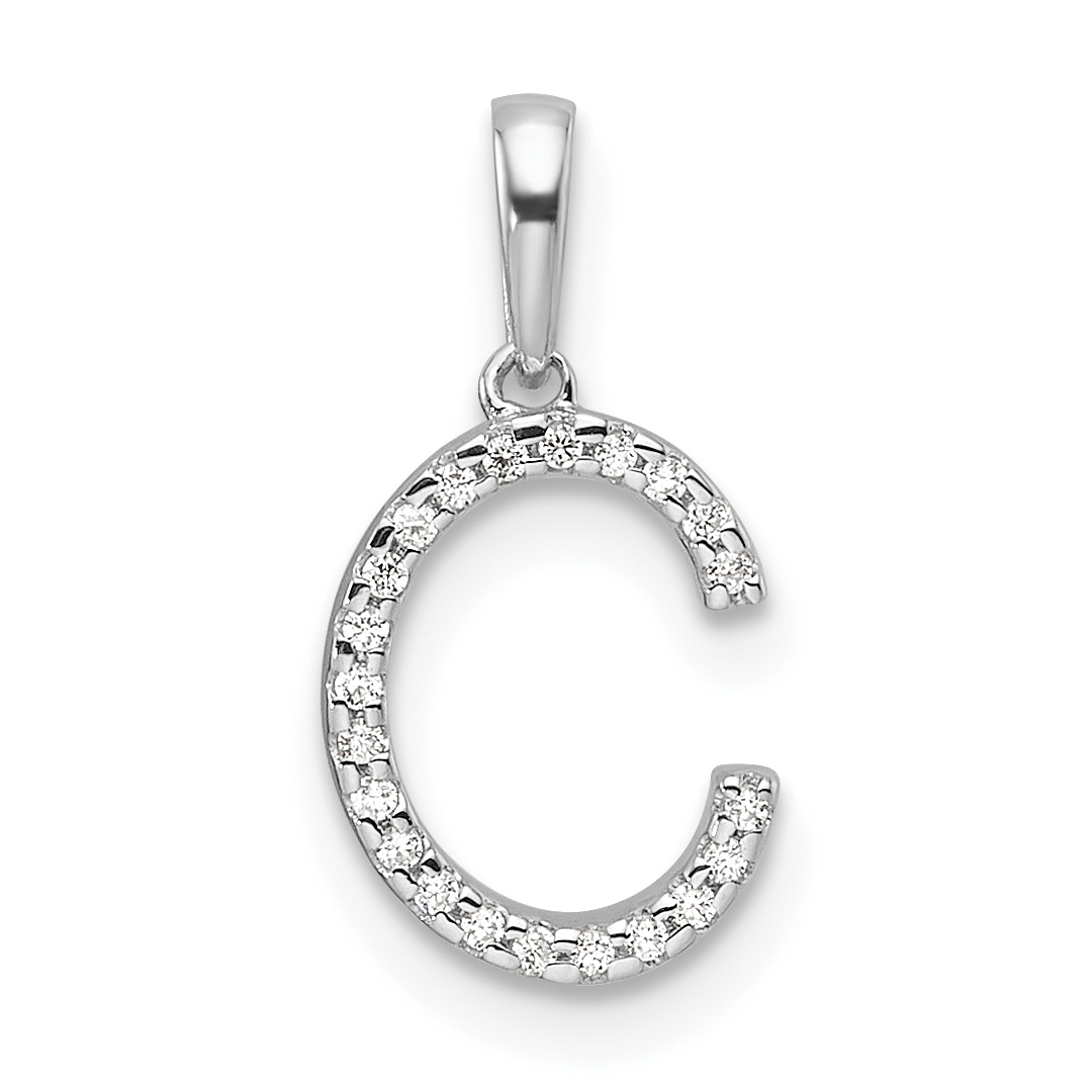 14K White Gold Diamond Letter C Initial Pendant (PM9798C-007-WA)