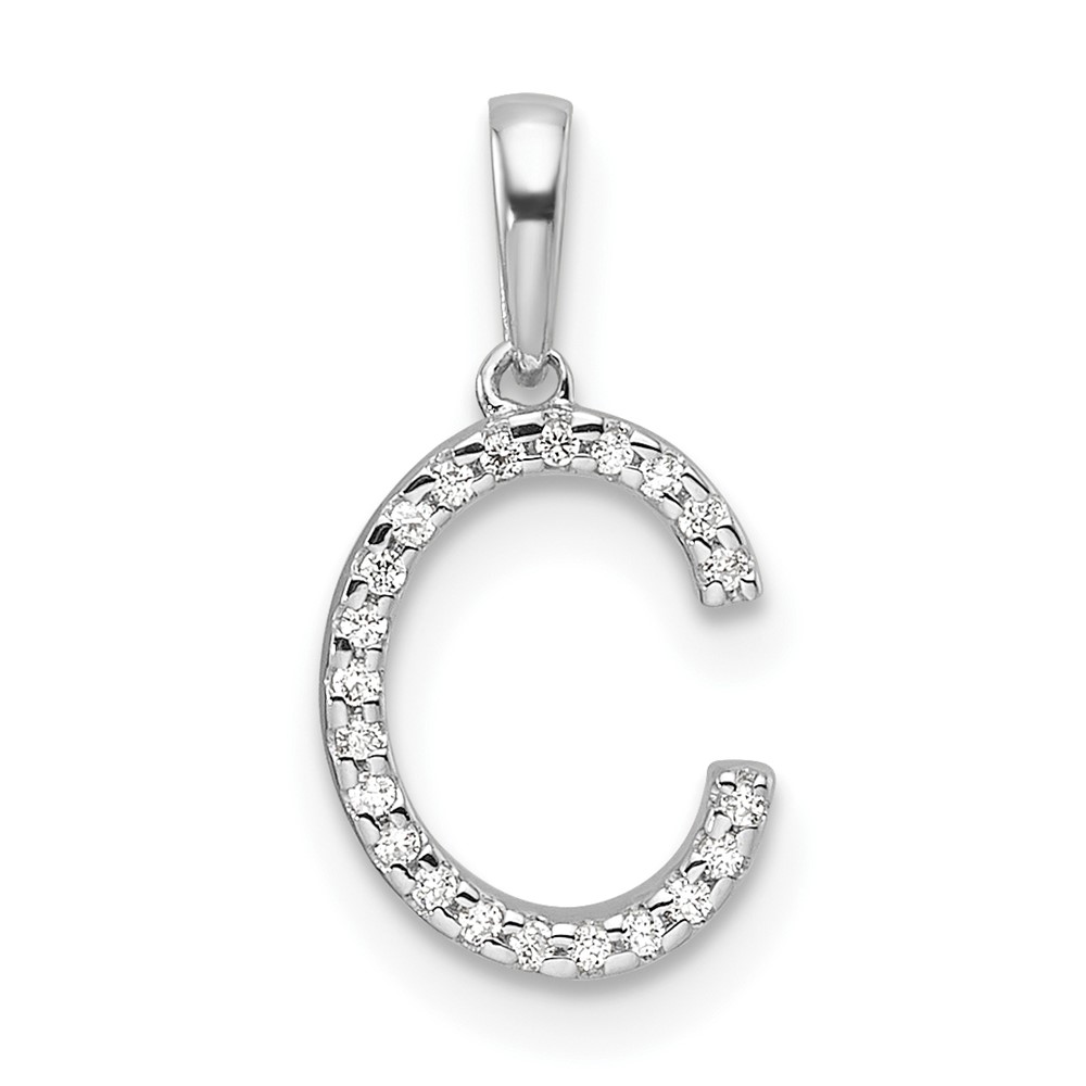 14K White Gold Diamond Letter C Initial Pendant (PM9798C-007-WA)