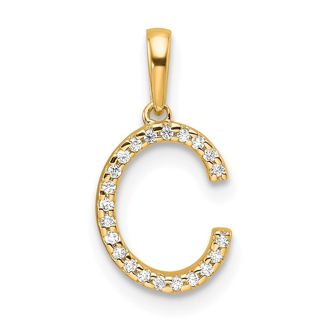 14K Diamond Letter C Initial Pendant (PM9798C-007-YA)