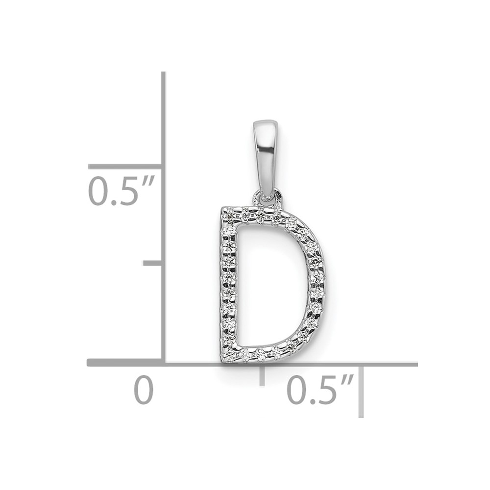 14K White Gold Diamond Letter D Initial Pendant (PM9798D-008-WA)