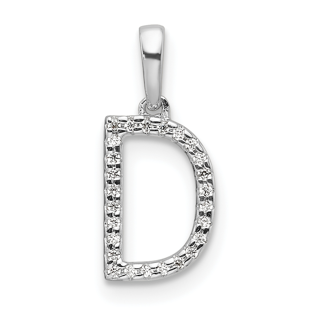 14K White Gold Diamond Letter D Initial Pendant (PM9798D-008-WA)