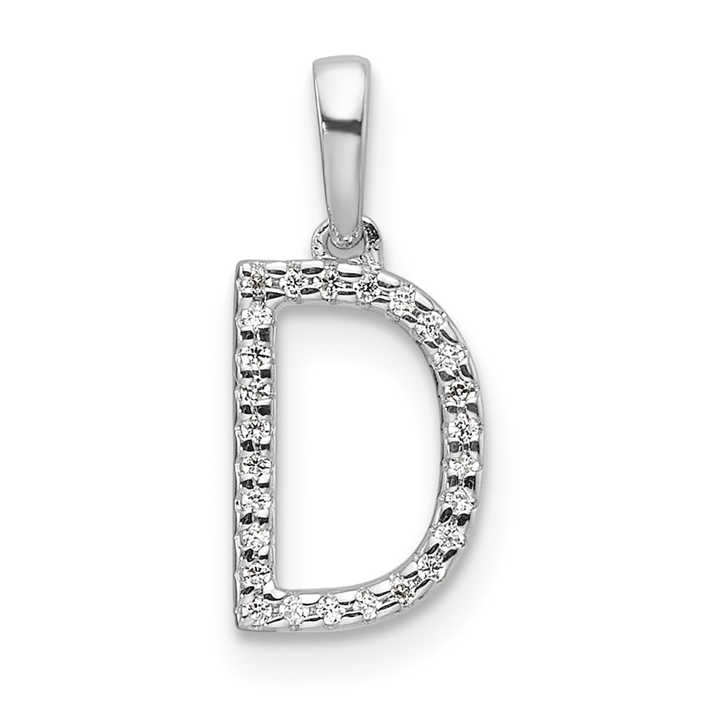 14K White Gold Diamond Letter D Initial Pendant (PM9798D-008-WA)