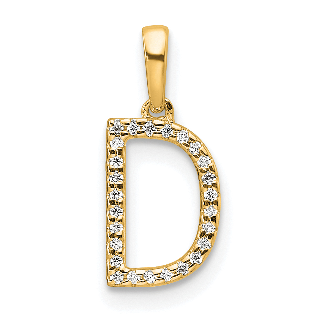 14K Diamond Letter D Initial Pendant (PM9798D-008-YA)