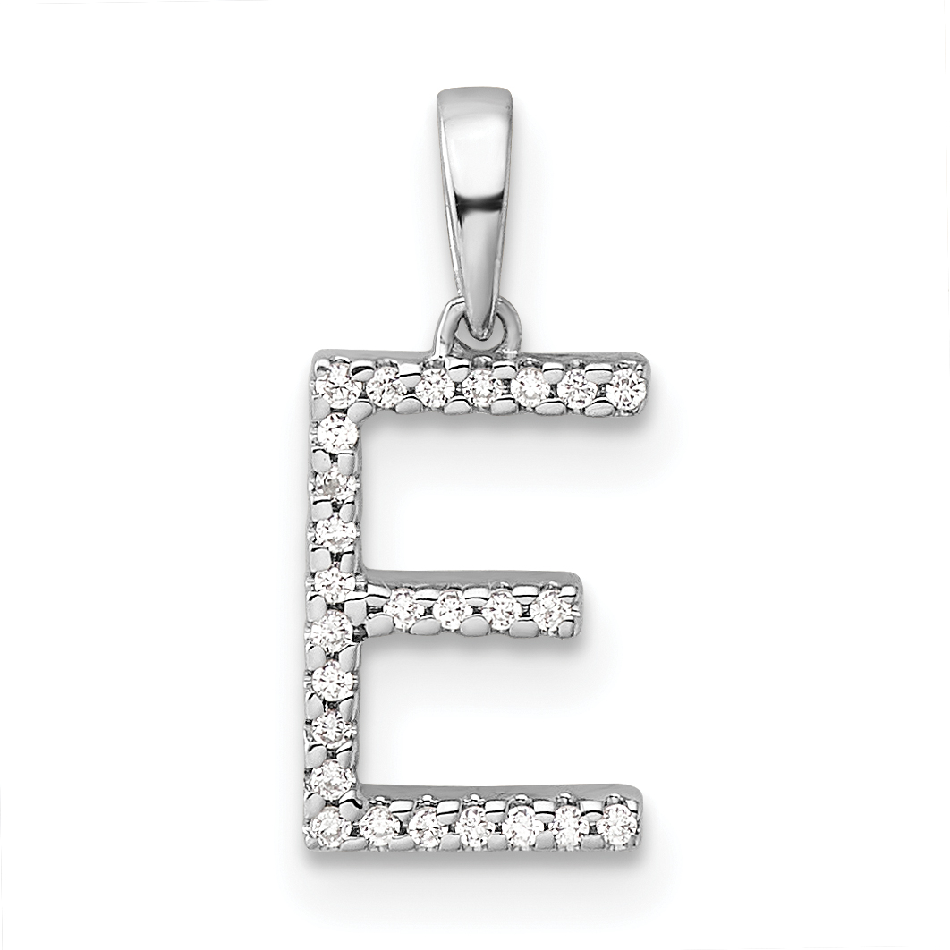 14K White Gold Diamond Letter E Initial Pendant (PM9798E-008-WA)