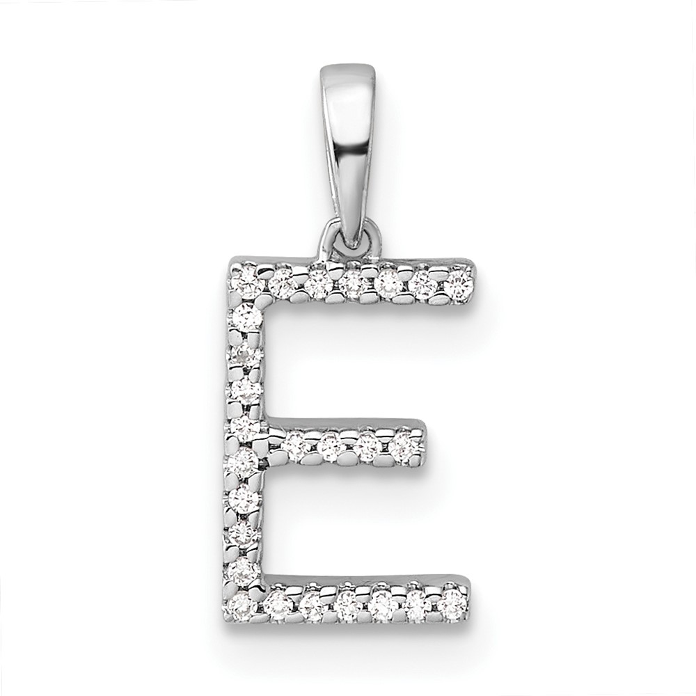 14K White Gold Diamond Letter E Initial Pendant (PM9798E-008-WA)