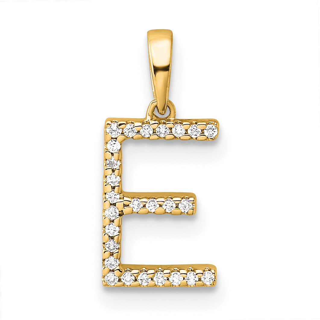 14K Diamond Letter E Initial Pendant (PM9798E-008-YA)
