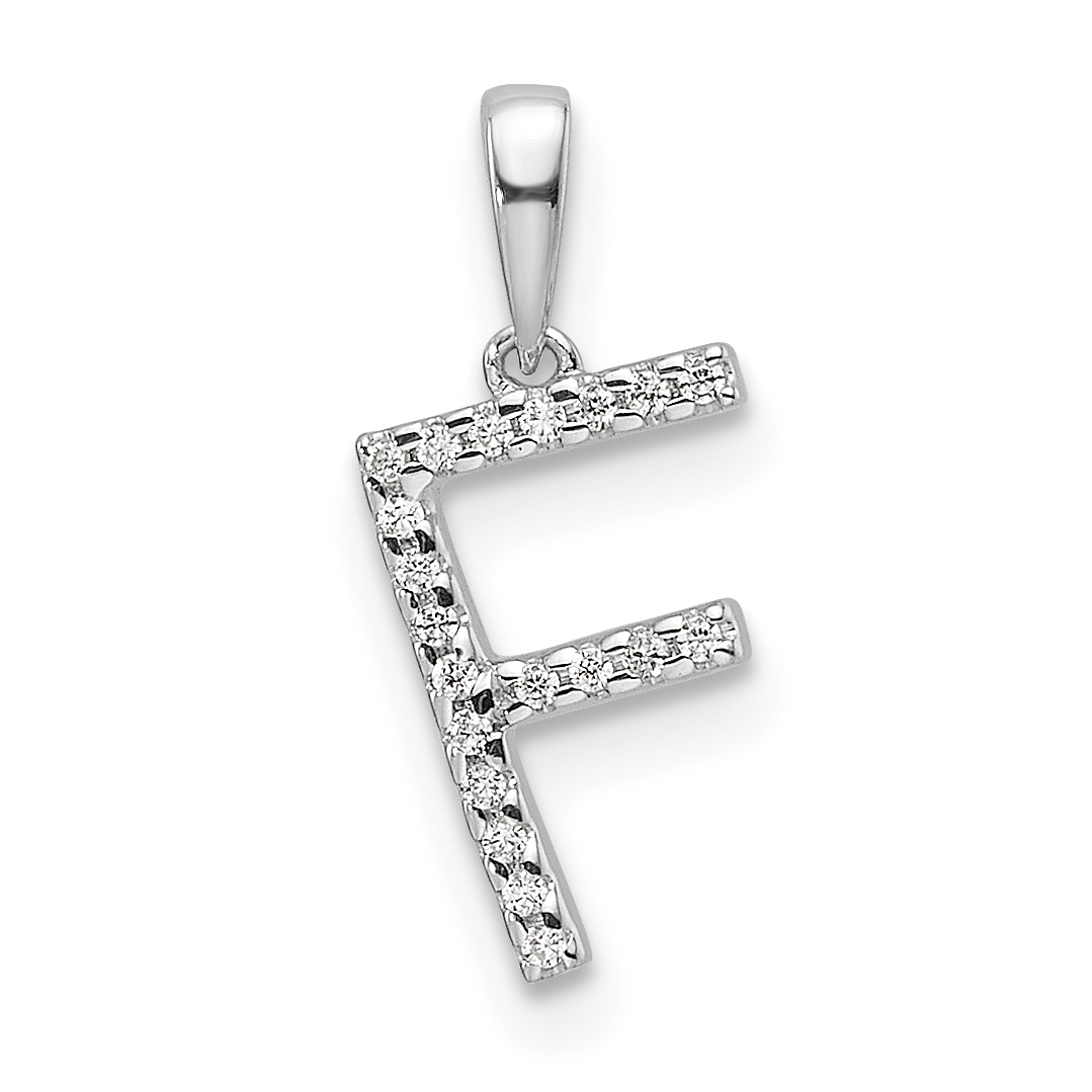 14K White Gold Diamond Letter F Initial Pendant (PM9798F-006-WA)