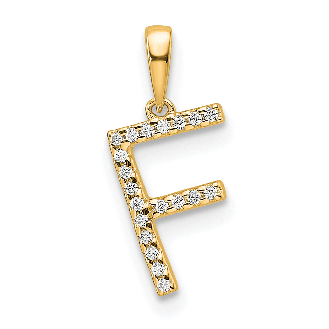 14K Diamond Letter F Initial Pendant (PM9798F-006-YA)