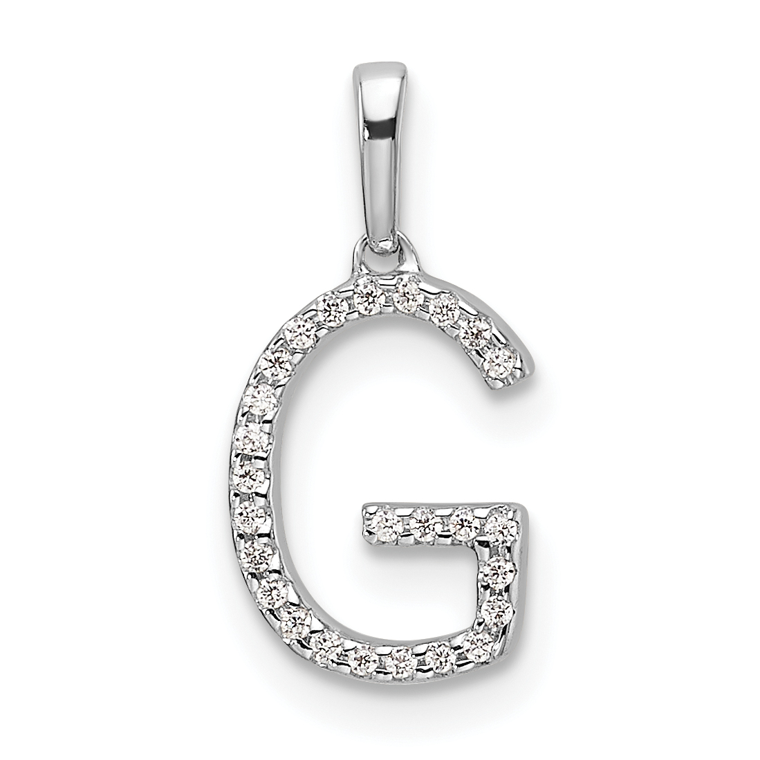 14K White Gold Diamond Letter G Initial Pendant (PM9798G-008-WA)