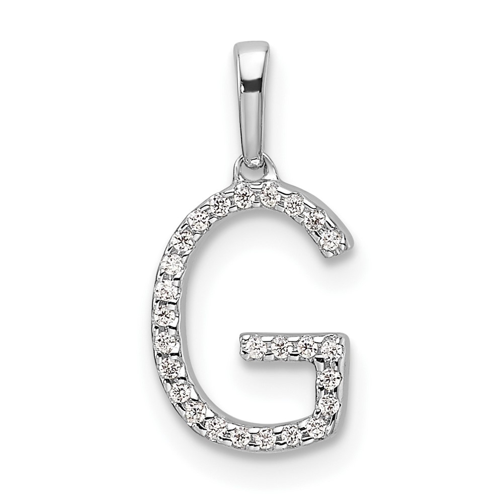 14K White Gold Diamond Letter G Initial Pendant (PM9798G-008-WA)