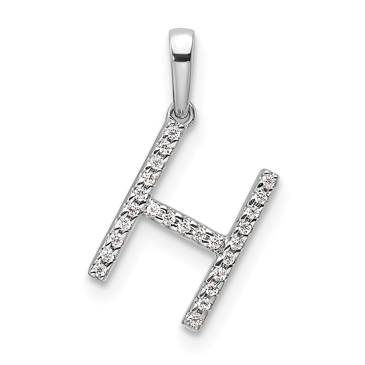 14K White Gold Diamond Letter H Initial Pendant (PM9798H-008-WA)