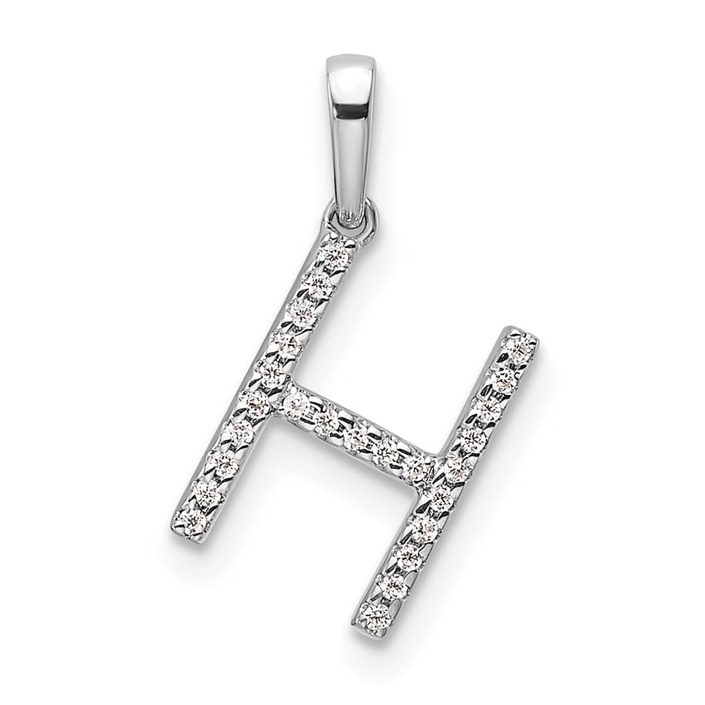 14K White Gold Diamond Letter H Initial Pendant (PM9798H-008-WA)