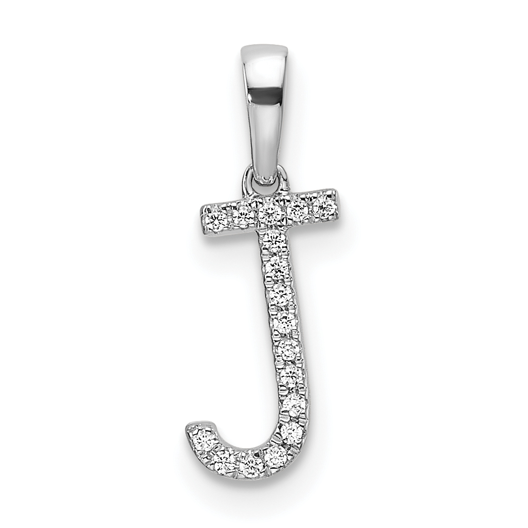 14K White Gold Diamond Letter J Initial Pendant (PM9798J-005-WA)