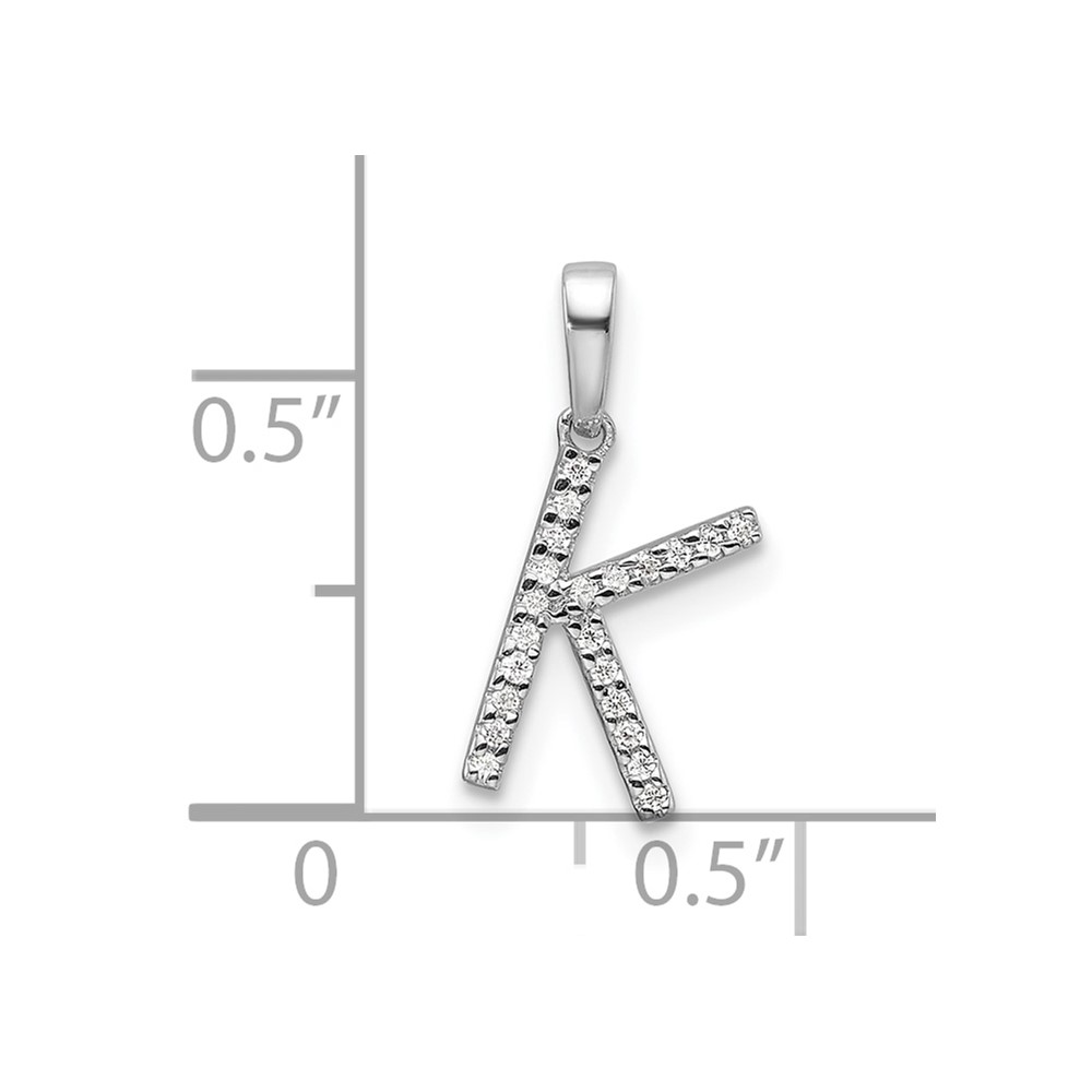14K White Gold Diamond Letter K Initial Pendant (PM9798K-007-WA)