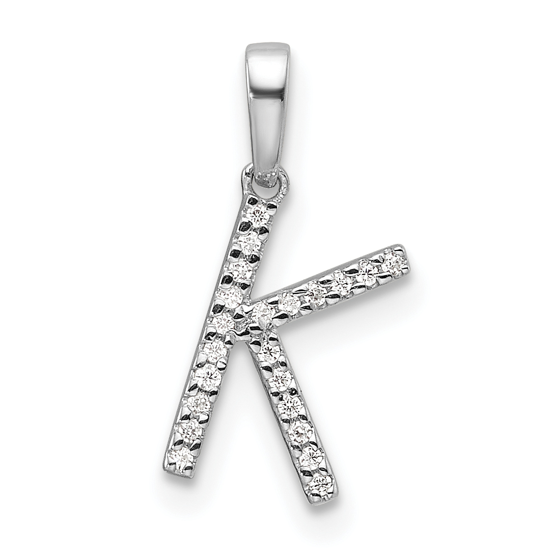14K White Gold Diamond Letter K Initial Pendant (PM9798K-007-WA)