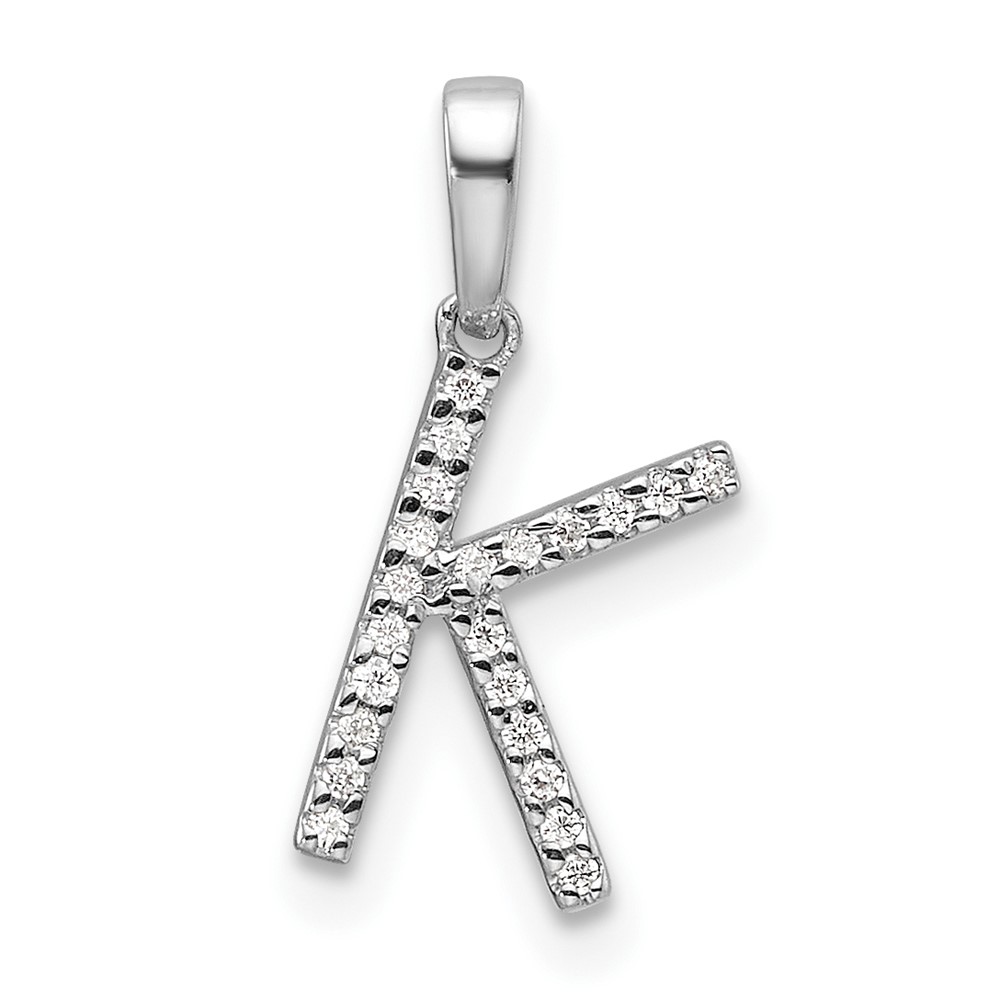 14K White Gold Diamond Letter K Initial Pendant (PM9798K-007-WA)