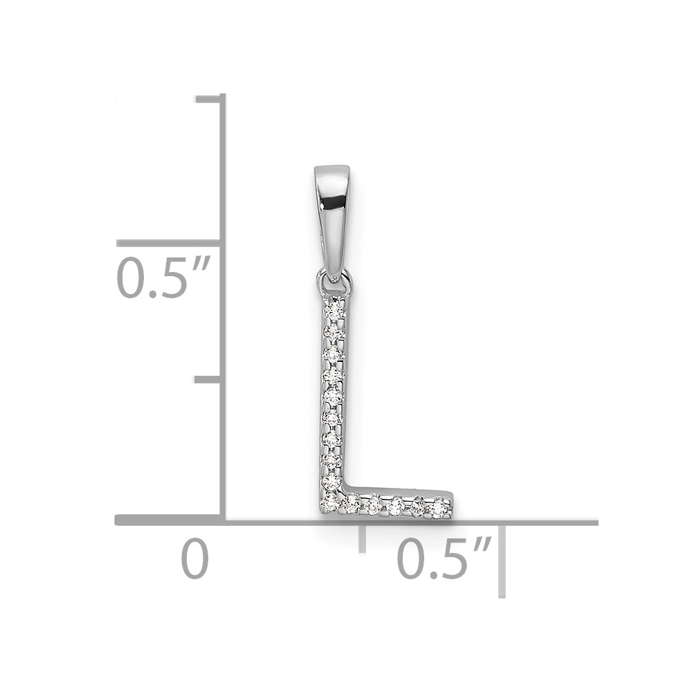 14K White Gold Diamond Letter L Initial Pendant (PM9798L-004-WA)