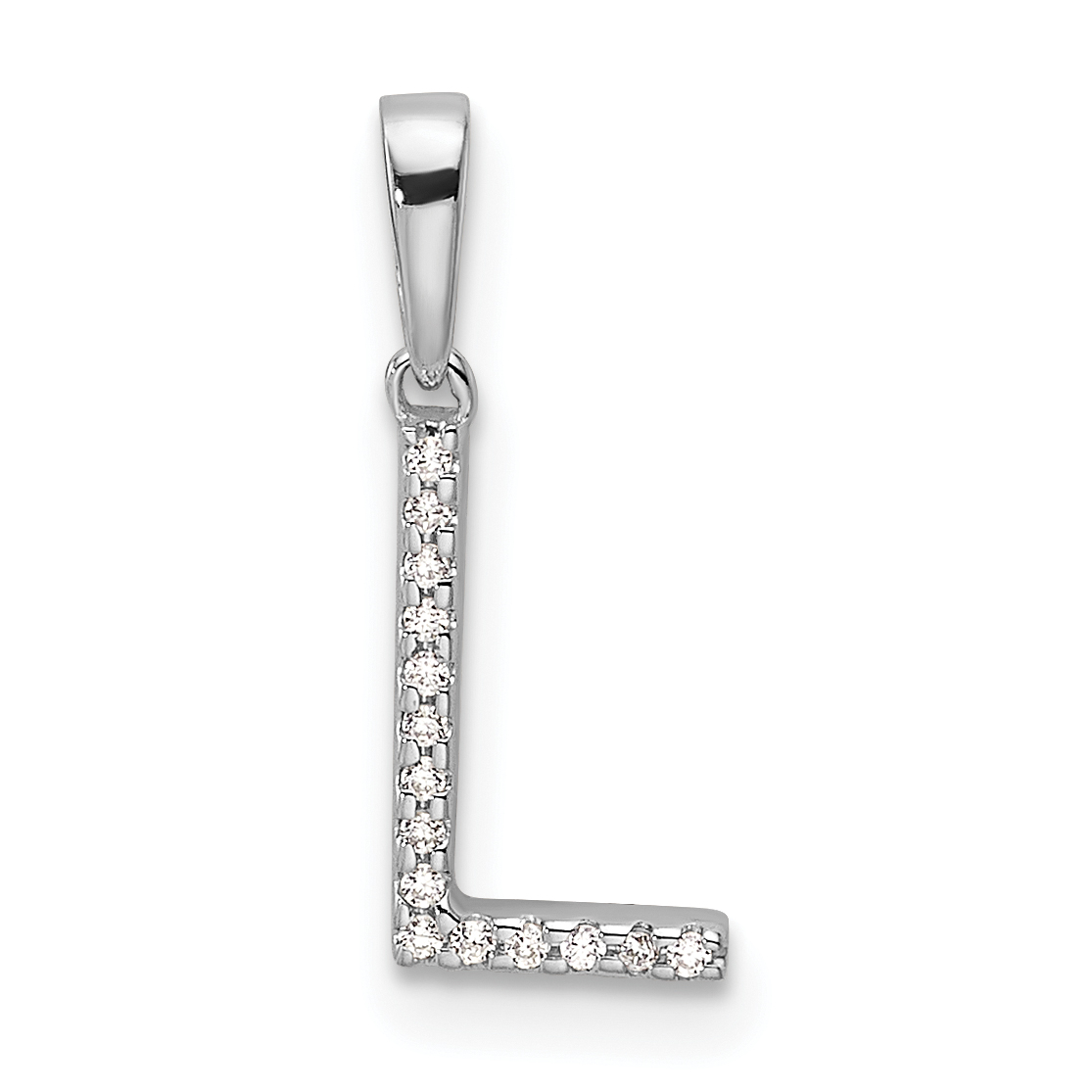 14K White Gold Diamond Letter L Initial Pendant (PM9798L-004-WA)