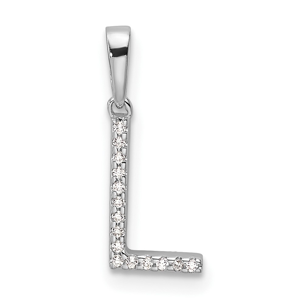 14K White Gold Diamond Letter L Initial Pendant (PM9798L-004-WA)