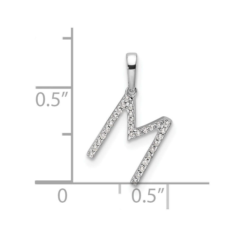 14K White Gold Diamond Letter M Initial Pendant (PM9798M-009-WA)