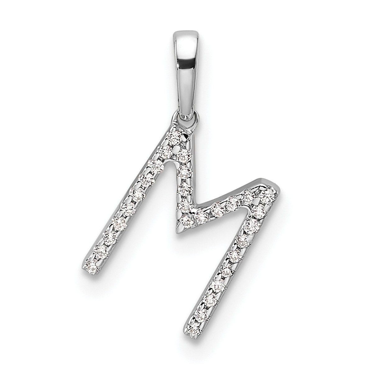 14K White Gold Diamond Letter M Initial Pendant (PM9798M-009-WA)