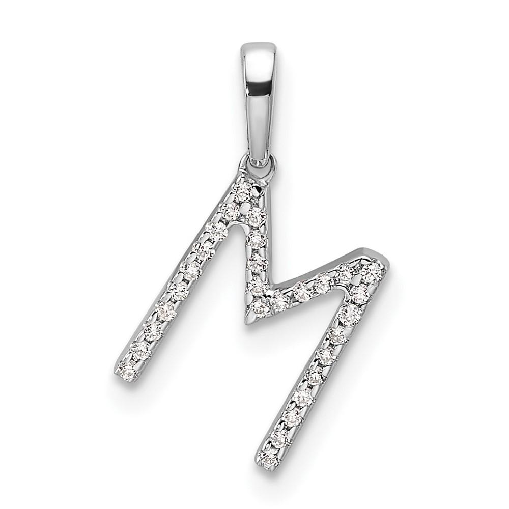 14K White Gold Diamond Letter M Initial Pendant (PM9798M-009-WA)