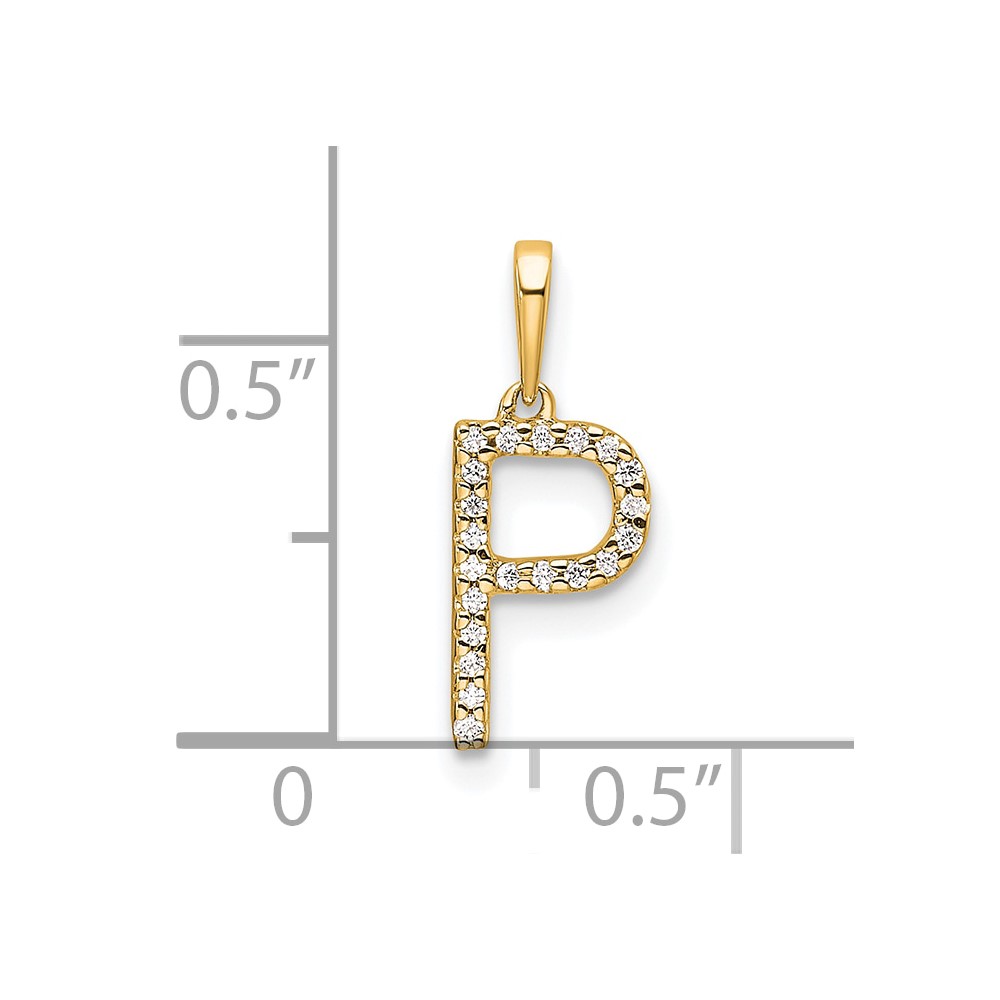 14K Diamond Letter P Initial Pendant (PM9798P-006-YA)