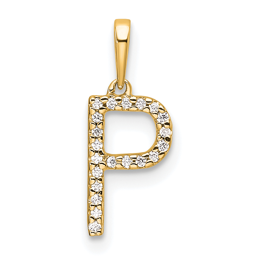14K Diamond Letter P Initial Pendant (PM9798P-006-YA)