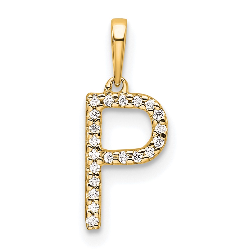 14K Diamond Letter P Initial Pendant (PM9798P-006-YA)