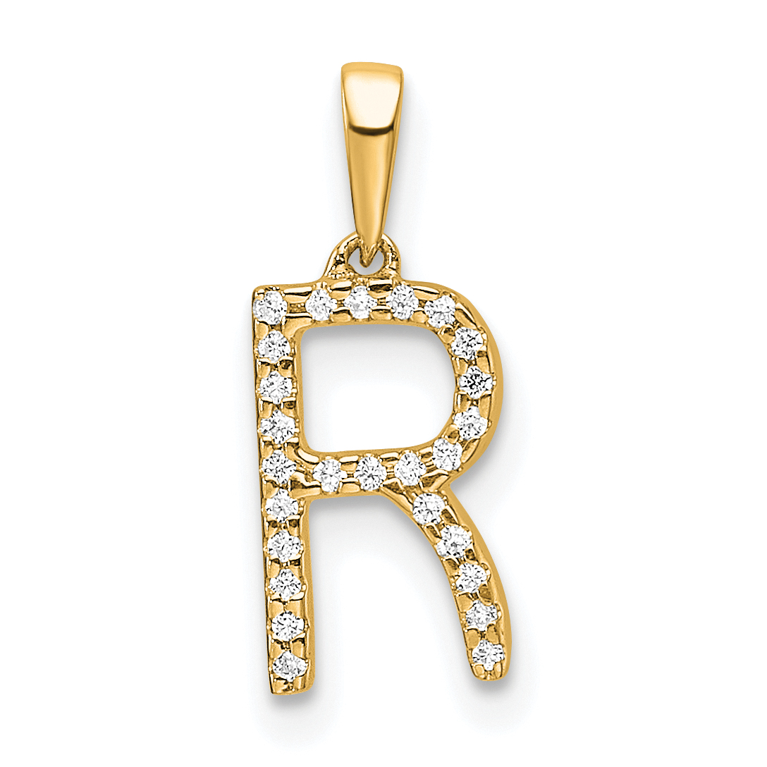 10K Diamond Letter R Initial Pendant (PM9798R-008-1YA)