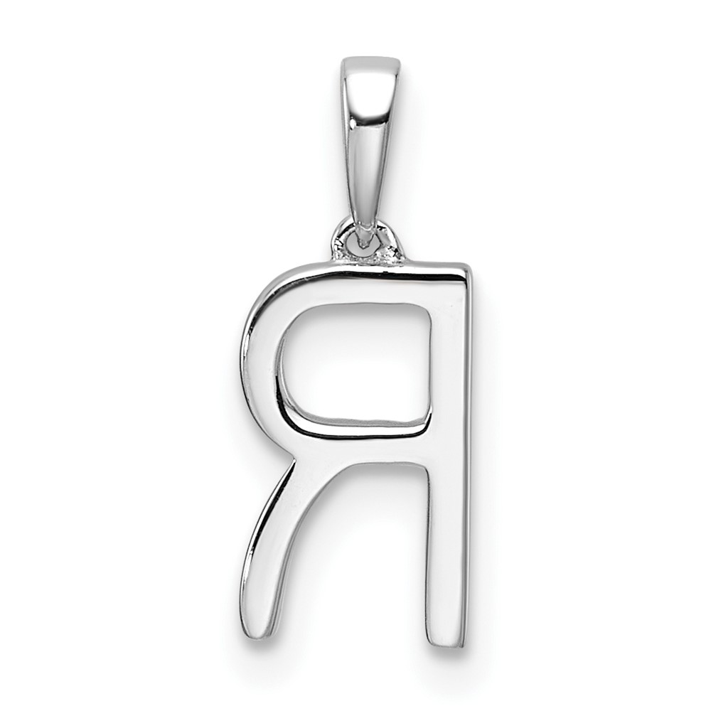 14K White Gold Diamond Letter R Initial Pendant (PM9798R-008-WA)