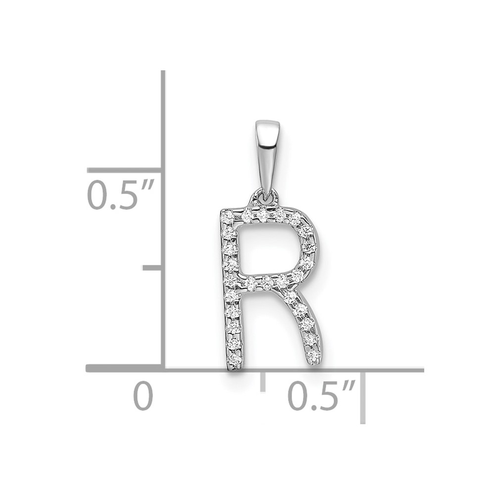 14K White Gold Diamond Letter R Initial Pendant (PM9798R-008-WA)