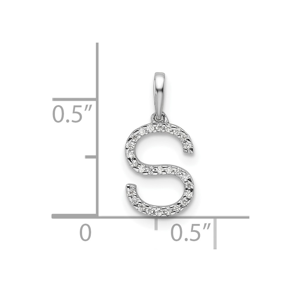 14K White Gold Diamond Letter S Initial Pendant (PM9798S-008-WA)