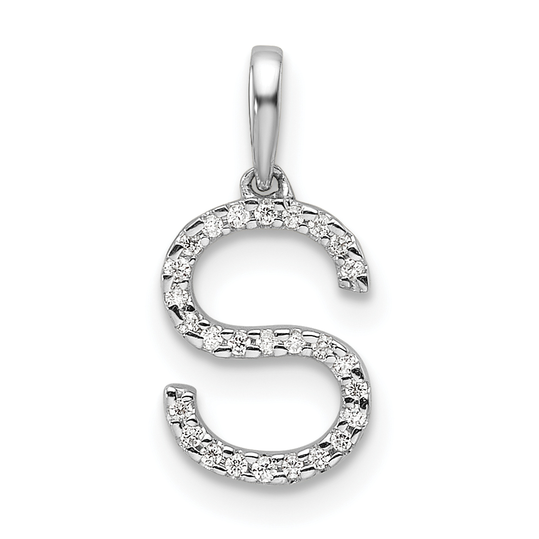 14K White Gold Diamond Letter S Initial Pendant (PM9798S-008-WA)